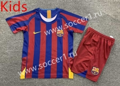 Retro Version 05-06 Barcelona Home Red&Blue Kid/Youth Soccer Uniform-7809