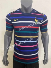 2023-2024 France Royal Blue Stripe Thailand Soccer Training Jersey-416