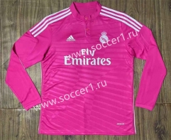 Retro Version 14-15 Real Madrid Away Pink LS Thailand Soccer Jersey AAA-SL