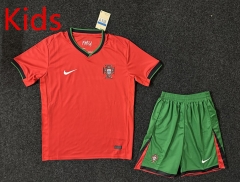 2024-2025 Portugal Home Red Kids/Youth Soccer Uniform-5526