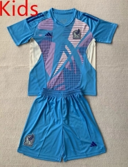 2024-25 Mexico Goalkeeper Lake Blue Kids/Youth Soccer Uniform-AY