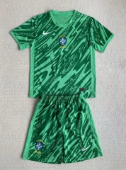 2024-2025 Brazil Goalkeeper Green Soccer Uniform-AY