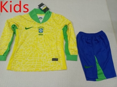 2024-2025 Brazil Home Yellow LS Kid/Youth Soccer Uniform-507