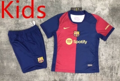 2024-2025 Correct Version Barcelona Home Red&Blue Kid/Youth Soccer Uniform-0499