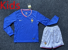2024-2025 France Home Blue LS Kids/Youth Soccer Uniform-GB