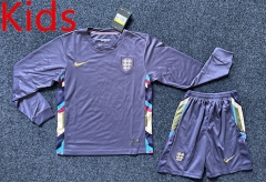 2024-2025 England Home Blue LS Kids/Youth Soccer Uniform-GB