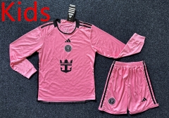 2024-25 Inter Miami CF Home Pink Kids/Youth Soccer Long Sleeve Uniform-GB