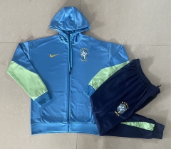 2024-2025 Brazil Lake Blue Thailand Soccer Jacket Uniform With Hat -815