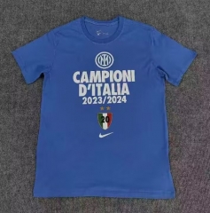 2024-2025  Inter Milan Blue Thailand Soccer Cotton T-shirt-7411
