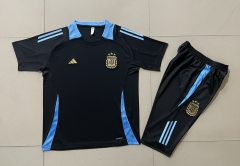 2024-2025 Argentina Black Short-Sleeved Thailand Soccer Tracksuit -815