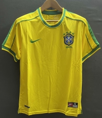 (S-4XL) Retro Version 1998 Brazil Home Yellow Thailand Soccer Jersey AAA-7291