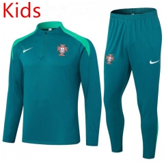 2024-2025 Portugal Dark Green Kids/Youth Soccer Tracksuit-411