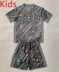2024-2025 Brazil Goalkeeper Light Gray Kids/Youth Soccer Uniform-AY