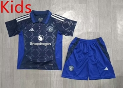 2024-2025 Manchester United Away Blue Kids/Youth Soccer Uniform-2353