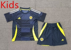 Correct Version 2024-2025 Scotland Home Royal Blue Kids/Youth Soccer Uniform-2353