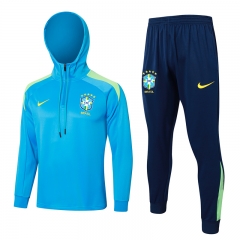 2024-2025 Brazil Lake Blue Thailand Soccer Tracksuit With Hat-815