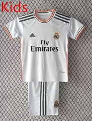 Retro Version 13-14 Real Madrid Home White Kids/Youth Soccer Uniform-8746