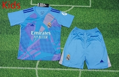 2024-2025 Real Madrid Goalkeeper Blue Kids/Youth Soccer Uniform-8679