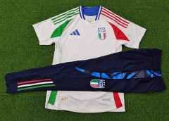 Player Version 2024-2025 Italy Away White Short-Sleeve Thailand Soccer Tracksuit-9926