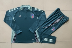 2024-2025 Italy Dark Green Thailand Soccer Tracksuit-815