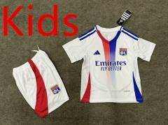2024-2025 Olympique Lyonnais Home White Kids/Youth Soccer Uniform-6748
