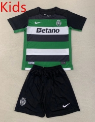 2024-2025 Sporting Clube de Portugal Home Black&White and Green Kid/Youth Soccer Uniform-AY