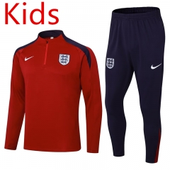 2024-2025 England Red Kid-Youth Soccer Tracksuit-411