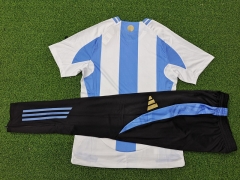 2024-2025 Argentina Blue&White Short-Sleeved Thailand Training Soccer Tracksuit -9926