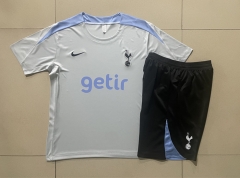 2024-2025 Tottenham Hotspur Light Gray Short-sleeved Thailand Soccer Tracksuit-815