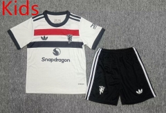 2024-2025 Manchester United 2nd Away White Kids/Youth Soccer Uniform-2353