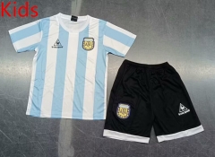 Retro Version 1986 Argentina Home Blue&White Kids/Youth Soccer Uniform-8746