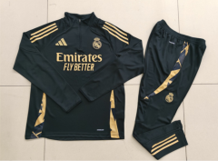 (S-3XL) 2024-2025 Real Madrid Black Thailand Soccer Tracksuit-GDP