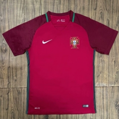 Retro Version 2016 Portugal Home Red Thailand Soccer Jersey AAA-6157