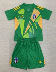 2024-2025 Italy Goalkeeper Green Soccer Uniform-AY
