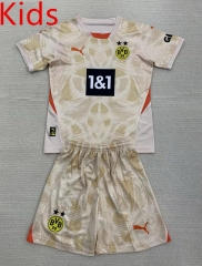 2024-2025 Borussia Dortmund Goalkeeper Mud Yellow Kids/Youth Soccer Uniform-AY