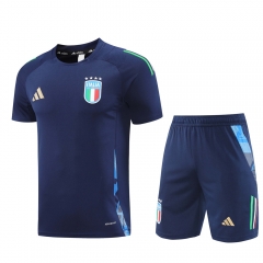 2024-2025 Italy Dark Gray Short-sleeved Thailand Soccer Tracksuit-LH
