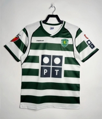Retro Version 01-03 Sporting Clube de Portugal Home White& Green Thailand Soccer Jersey AAA-811