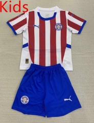 2024-2025 Paraguay Home Red&White Kids/Youth Soccer Uniform-AY