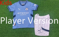 Player Version 2024-2025 Manchester City Home Blue Kid/Youth Soccer Uniform-9926