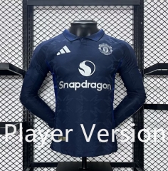 Player Version 2024-2025 Manchester United Away Royal Blue LS Thailand Soccer jersey AAA-5982