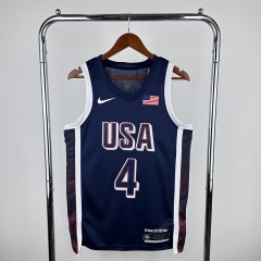 2024 Olympics USA Navy Blue #4 NBA Jersey-311