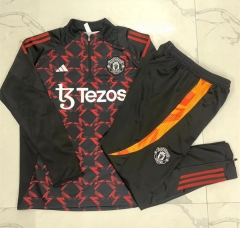 2024-2025 Manchester United Black&Red Thailand Soccer Tracksuit-815