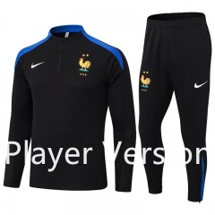 Player Version 2024-2025 France Black Thailand Soccer Tracksuit -411