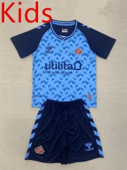 2024-2025 Sunderland AFC Goalkeeper Blue Kids/Youth Soccer Uniform-AY