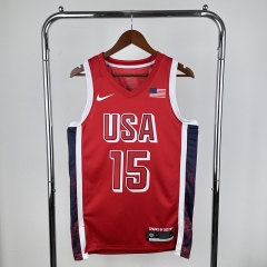 2024 Olympics USA Red #15 NBA Jersey-311