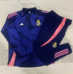 2024-2025 Real Madrid Ink jet Royal Blue Thailand Soccer Tracksuit-815