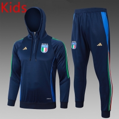 2024-2025 Italy Royal Blue Kids/Youth Soccer Tracksuit With Hat-815