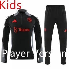 Player Version 2024-2025 Manchester United Black Kids/Youth Soccer Tracksuit-4627