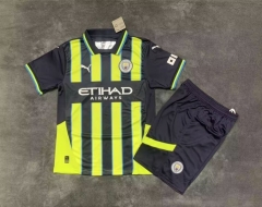 2024-2025 Manchester City Away Black&Green Soccer Uniform-9070