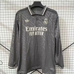 (S-4XL) 2024-2025 Real Madrid 2nd Away Gray LS Thailand Soccer Jersey AAA-422